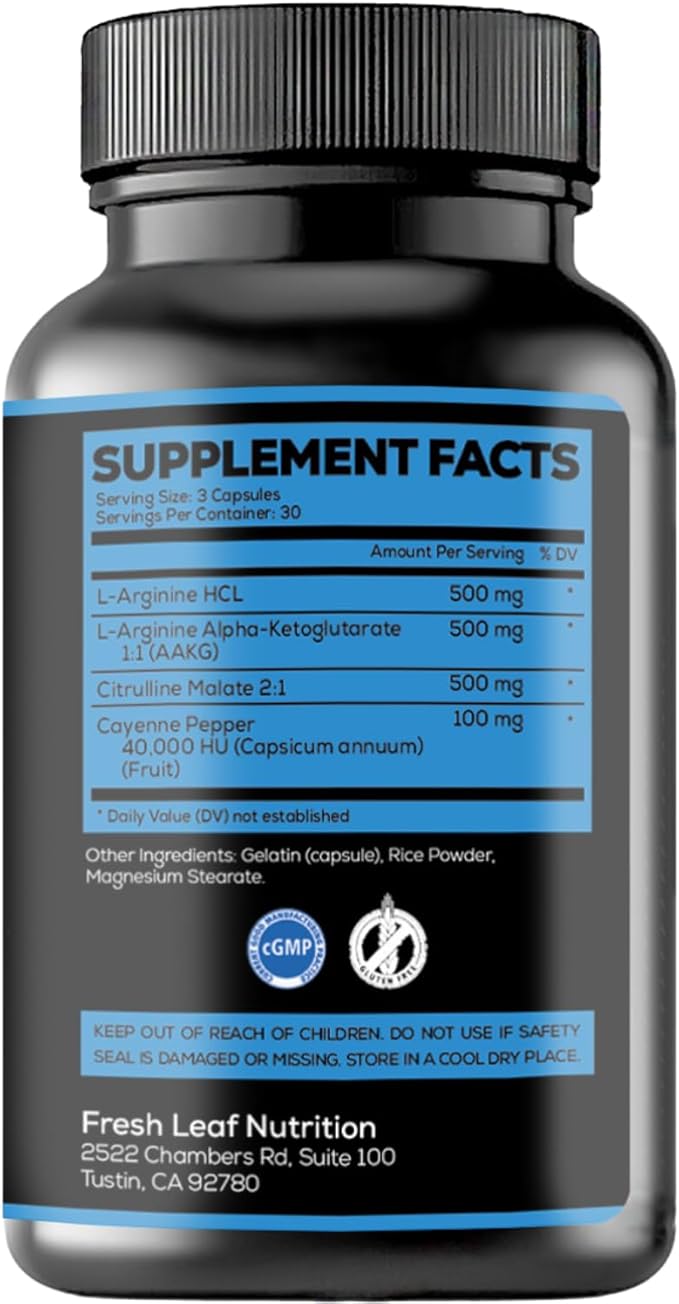 Extra Strength L Arginine Capsule 1500mg - Nitric Oxide Supplements for Stamina, Muscle, Vascularity & Energy - Powerful NO Booster with L-Arginine, L-Citrulline & Essential Amino Acids