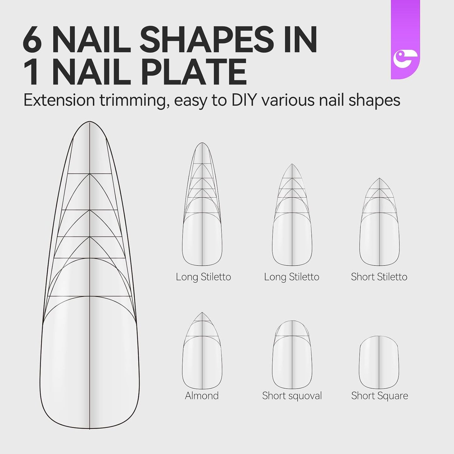 XXL Almond Gel Nail tips: 3 in 1 Gelike ec French Full Matte Guiding Line Nail Tips, Extra Long Gel Nails with Auxiliary Positioning Line, Nail Extension Tips for Beginners 84 Pcs 10 Sizes