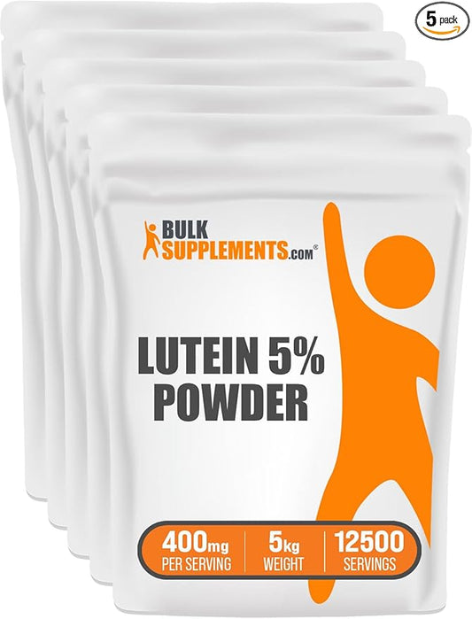 BulkSupplements.com Lutein Powder - from Marigold Flower Extract, Lutein Supplement, Lutein 20mg - Antioxidant Source, Gluten Free, 400mg per Serving, 5kg (11 lbs) (Pack of 5)