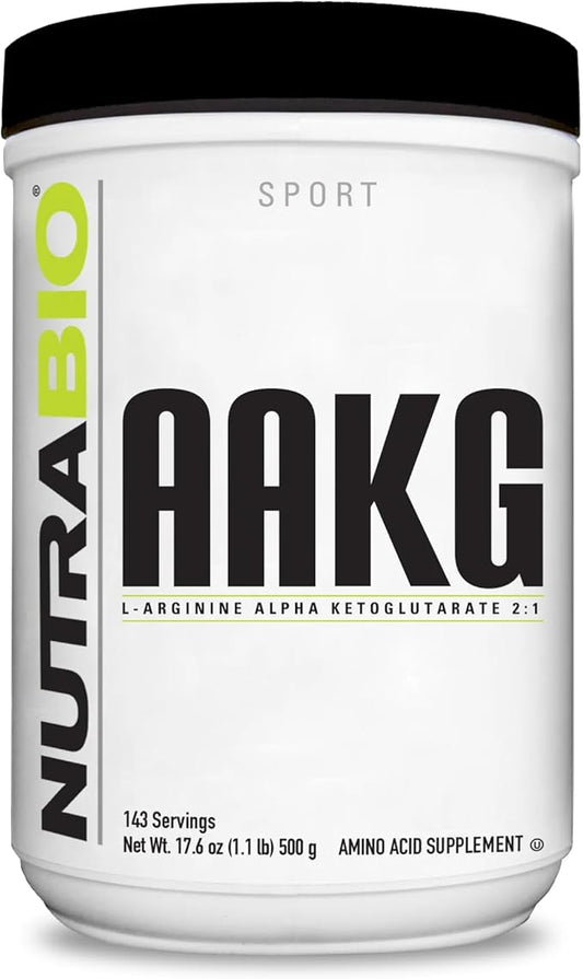 NutraBio Arginine AKG Workout Supplement Powder, 500g – Helps Support Lean Mass Gains, Boost Nitric Oxide, and Enhance Muscle Growth