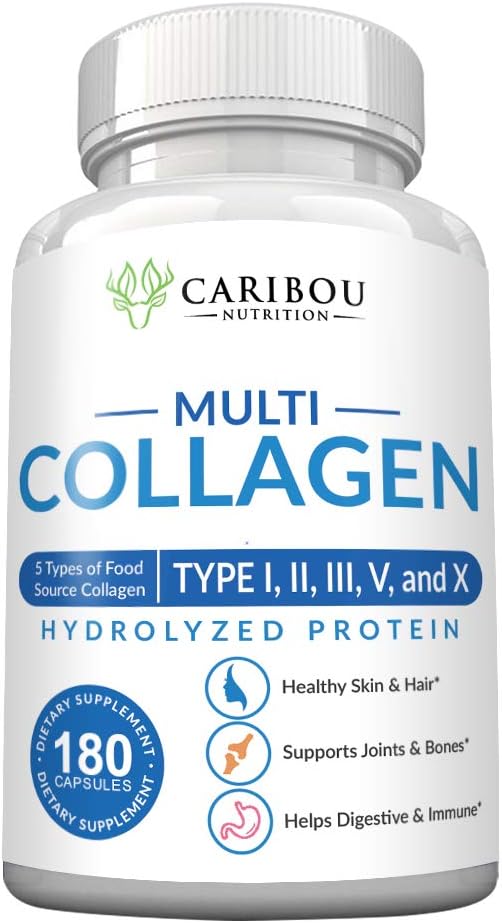 Multi Collagen Pills - 180 Collagen Pills - Type I, II, III, V & X Collagen Capsules - Unique Blend of Collagen Peptides Capsules - Wild Fish, Eggshell, Chicken & Grass-Fed Beef Collagen Supplements