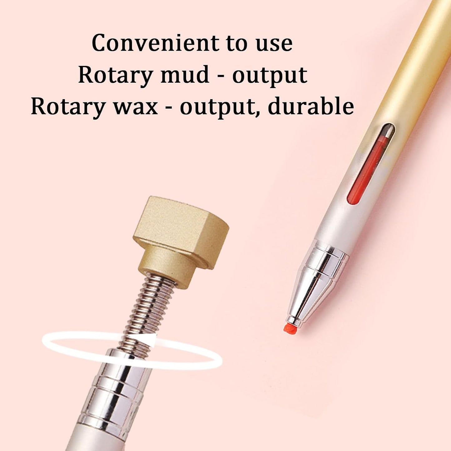 WOKOTO 1 PCS Nail Art Rhinestone Picker Pens With Spare Silicone Clay Tool Yellow&Silver Gradient Rotating Push Nail Diamond Art Painting Dotting Pen Refillable Wax Pen For Nails Gems Picker Tool