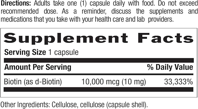 Country Life High-Potency Biotin 10mg - Vegan & Gluten-Free Biotin Supplement for Skin & Nails, Energy Metabolism - Biotin 10000mcg Capsules