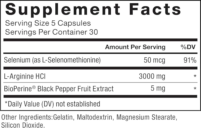 FORCE FACTOR L-Arginine Nitric Oxide Supplement with BioPerine to Help Build Muscle and Support Stronger Blood Flow, Circulation, Nutrient Delivery, and Pumps, L-Arginine 3000mg, 3g, 150 Capsules