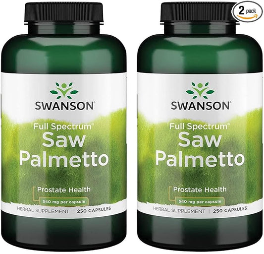 Swanson Saw Palmetto - Herbal Supplement Promoting Male Prostate Health Support - Natural Hair Supplement & Urinary Health Support (540 mg 250 Capsules) 2 Pack
