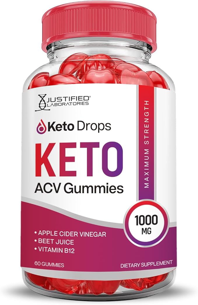 (2 Pack) Keto Drops Keto ACV Gummies Advanced Formula 1000MG Keto Drops Keto Gummies Apple Cider Vinegar Formulated with Pomegranate Beet Juice Powder B12 Vegan Non GMO 120 Gummys