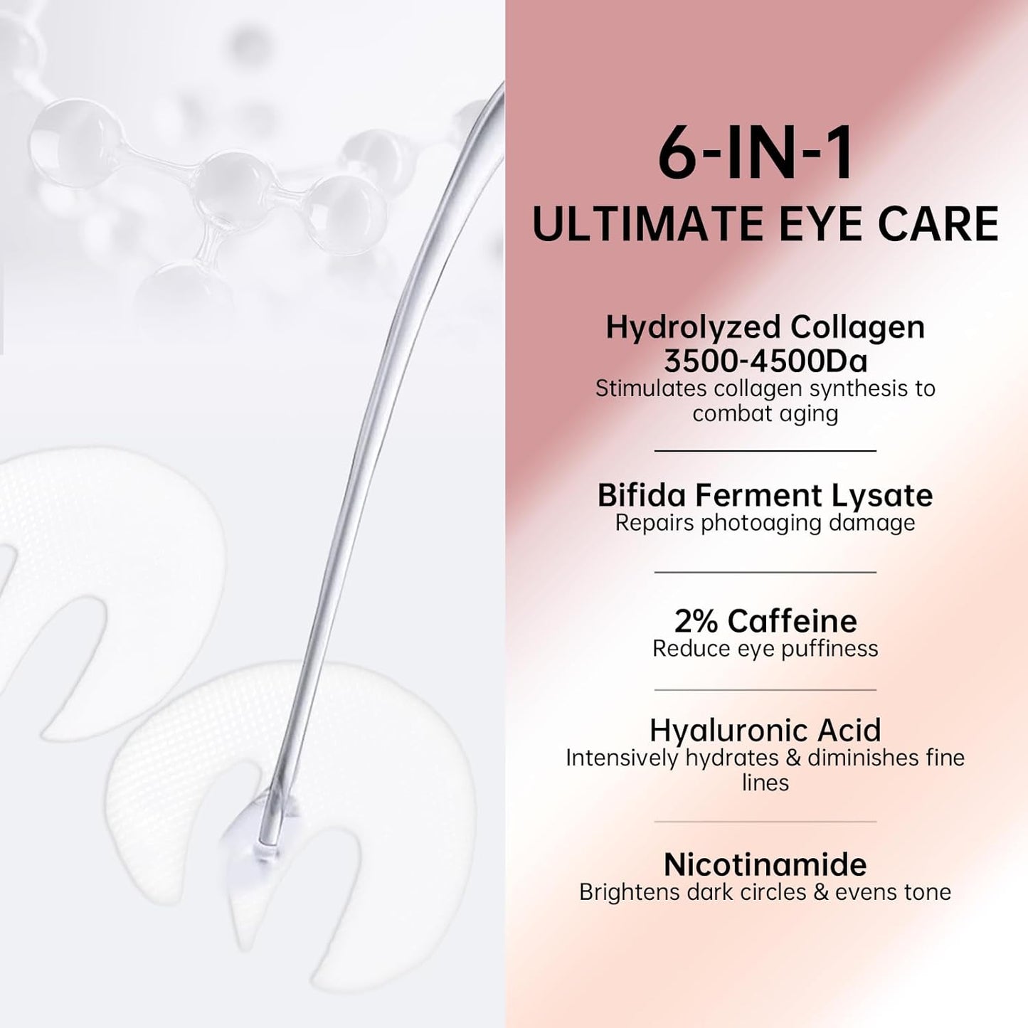 Novoy 7 Pairs Bio-Collagen Real Deep Eye Patches - 6-in-1 Retinol Overnight Eye Patches for Dark Circles, Puffiness & Wrinkles | 2% Caffeine+Hyaluronic+Niacinamide, Korean Popular Eye Mask - ROSE