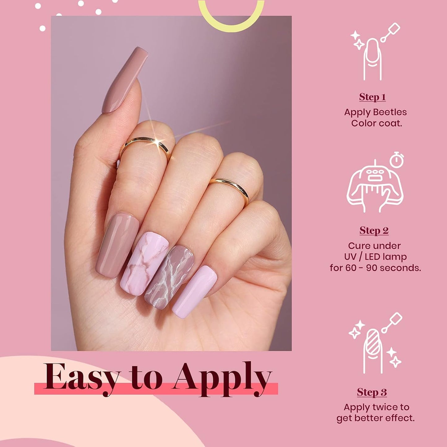 Beetles Purple Gel Nail Polish - 6 Colors Burgundy Red Lilac Glitter Mauve Gel Polish Set Soak Off Uv LED Nail Art Manicure Salon DIY at Home Gifts for Women