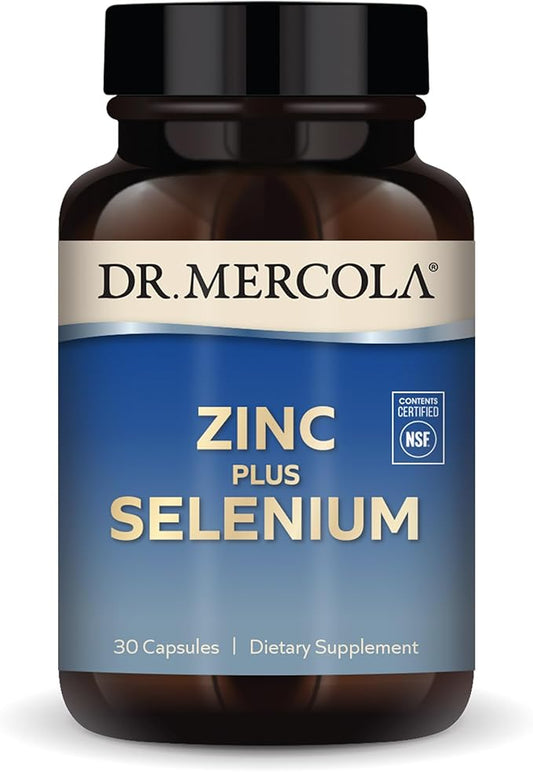 Dr. Mercola Zinc Plus Selenium, 30 Servings (30 Capsules), Dietary Supplement, Supports Immune Health, Non GMO, NSF Certified