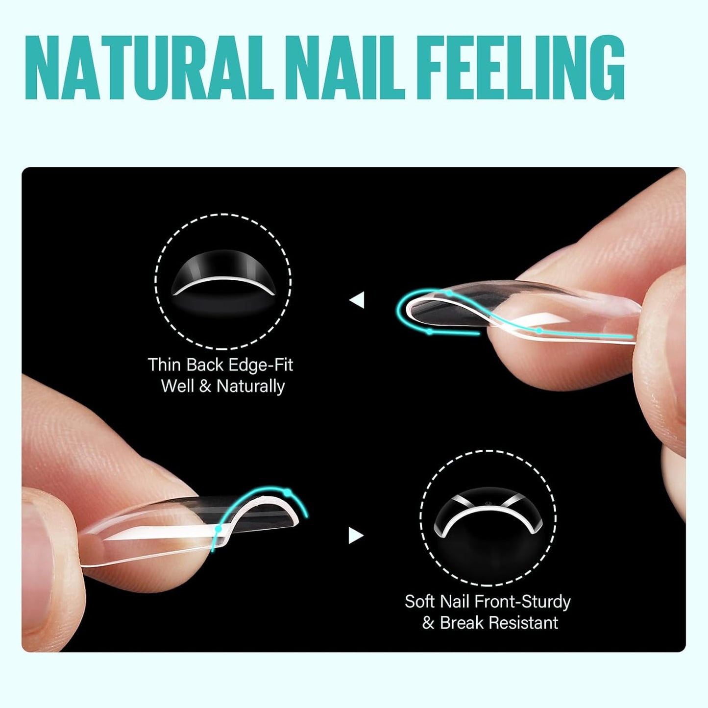 TOMICCA Short Square Nail Tips, 504Pcs Clear Press on Nails Square Full Cover Nail Tips Clear False Press on Nails, Soft Tips for Gel Nail Extension DIY Nail Salon 12 Sizes