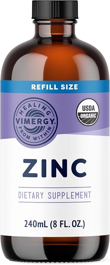 Vimergy Liquid Zinc Refill – Fast-Absorbing Immune Support* – Promotes Healthy Bones & Skin – USDA Certified Organic, Vegan, Non-GMO – 120 Servings (240 mL)