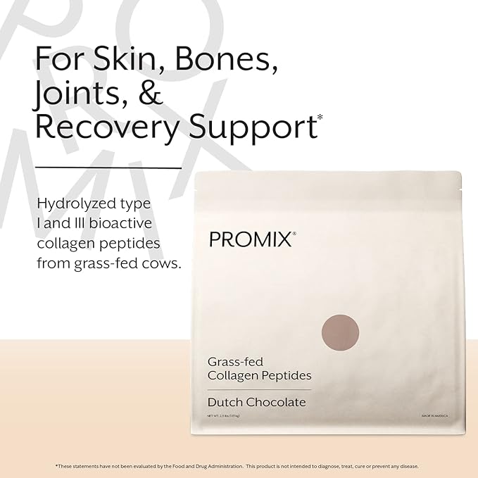 Promix Collagen Peptides, Chocolate, 2.5lb Bulk - Hydrolyzed Collagen Protein Promotes Healthy Skin, Bones, Joints & Recovery Support - Add to Shakes, Smoothies, Beverages & Baking recipes