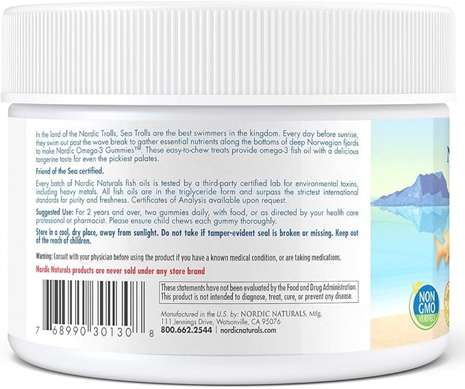 Nordic Naturals Nordic Omega-3 Gummies, Tangerine - 60 Gummies - 82 mg Total Omega-3s with EPA & DHA - Non-GMO - 30 Servings