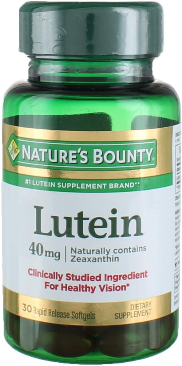 Nature's Bounty Lutein Pills, Eye Health Supplements and Vitamins, Support Vision Health, 40 mg, 30 Softgels
