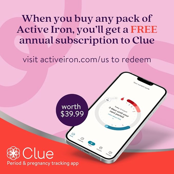 Active Iron for Women, Non-Constipating, 30 Active Iron High Potency Capsules with 30 Multivitamin Tablets, Helps Strengthen Your Immune System