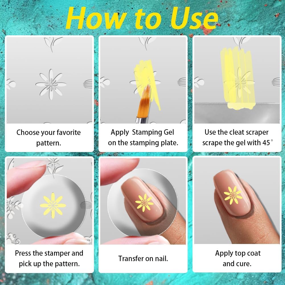 3Pcs Chinese Style Nail Stamping Plate Set Lucky Words Lanterns Bamboo Steel Nail Stamp Templates Clear Silicone Nails Stamping with Stamper Scraper for Manicure Printing