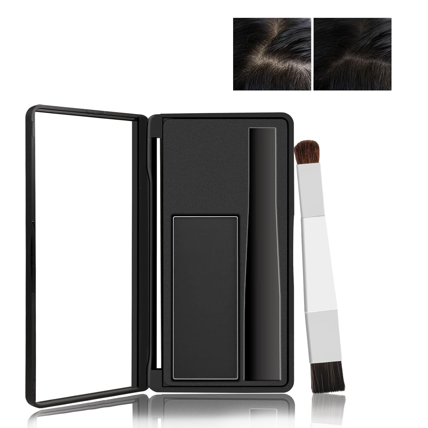 Boobeen Hair Shadow Powder Kit, Root Touch Up Powder Cover Hair Color, Temporary Concealer Powder with Brush for Gray Hair Root