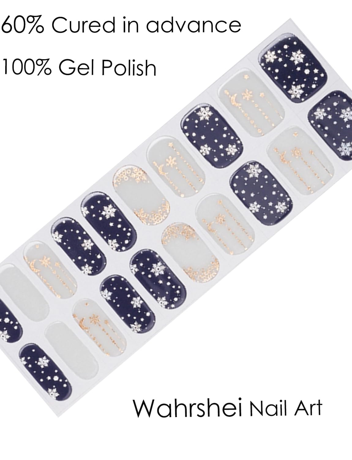 Semi Cured Gel Nail Strips | Christmas Style 20pcs Nail Sticker Wraps UV for Home DIY