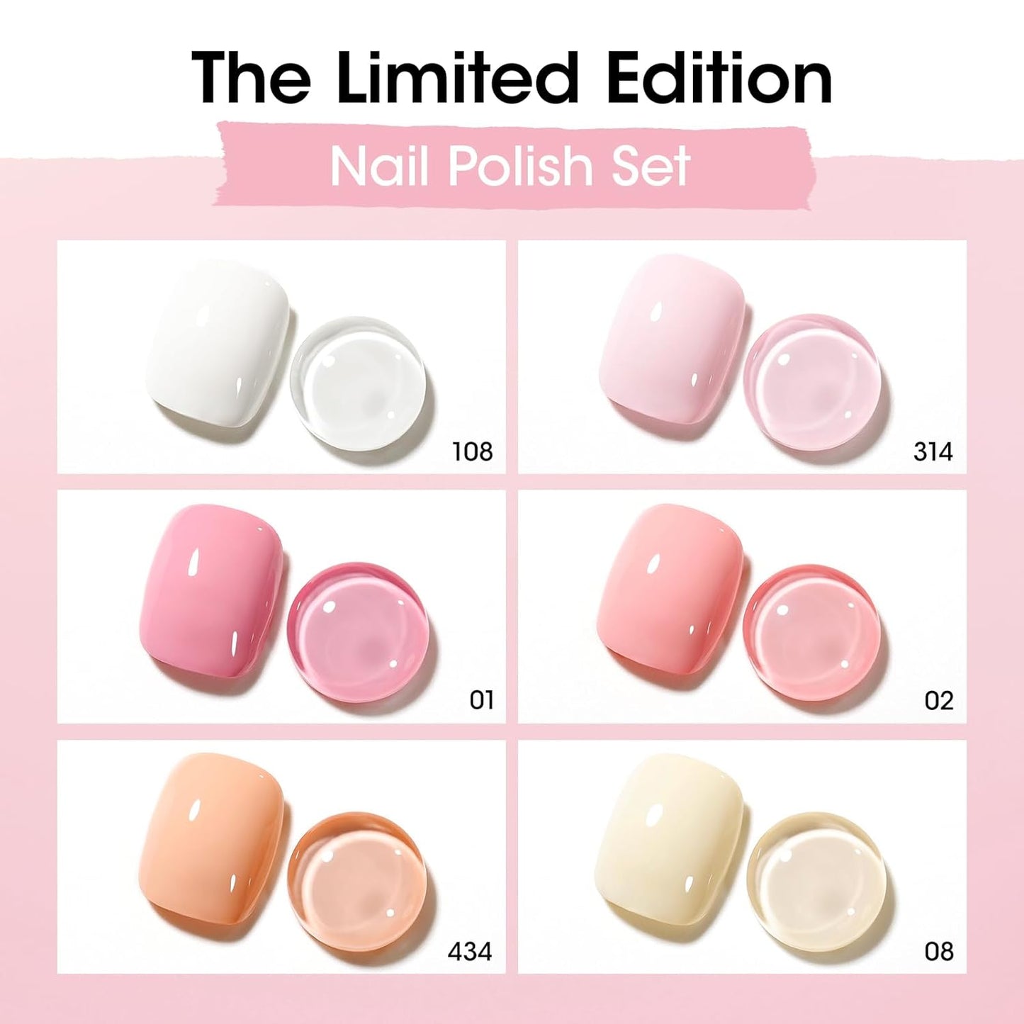 GELLEN Nude Nail Polish, Quick Air Dry Natural Traditional Regular Nail Polish 6 Colors Nude Pink White Set for Acrylic Natural Nails Home Salon, Non Gel, No UV, Chip Resistant, Hema Free, Non-toxic