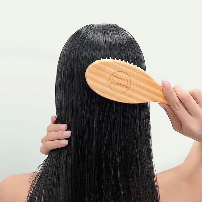 Sugarbear Hair Vitamin Gummy 6 Month Supply Extra Strength Biotin 6000mcg + Bamboo Hair Brush - Growth for Men & Women, Vegan Vitamin B12, Inositol, Elderberry, Certified Kosher, Halal, Cruelty-Free