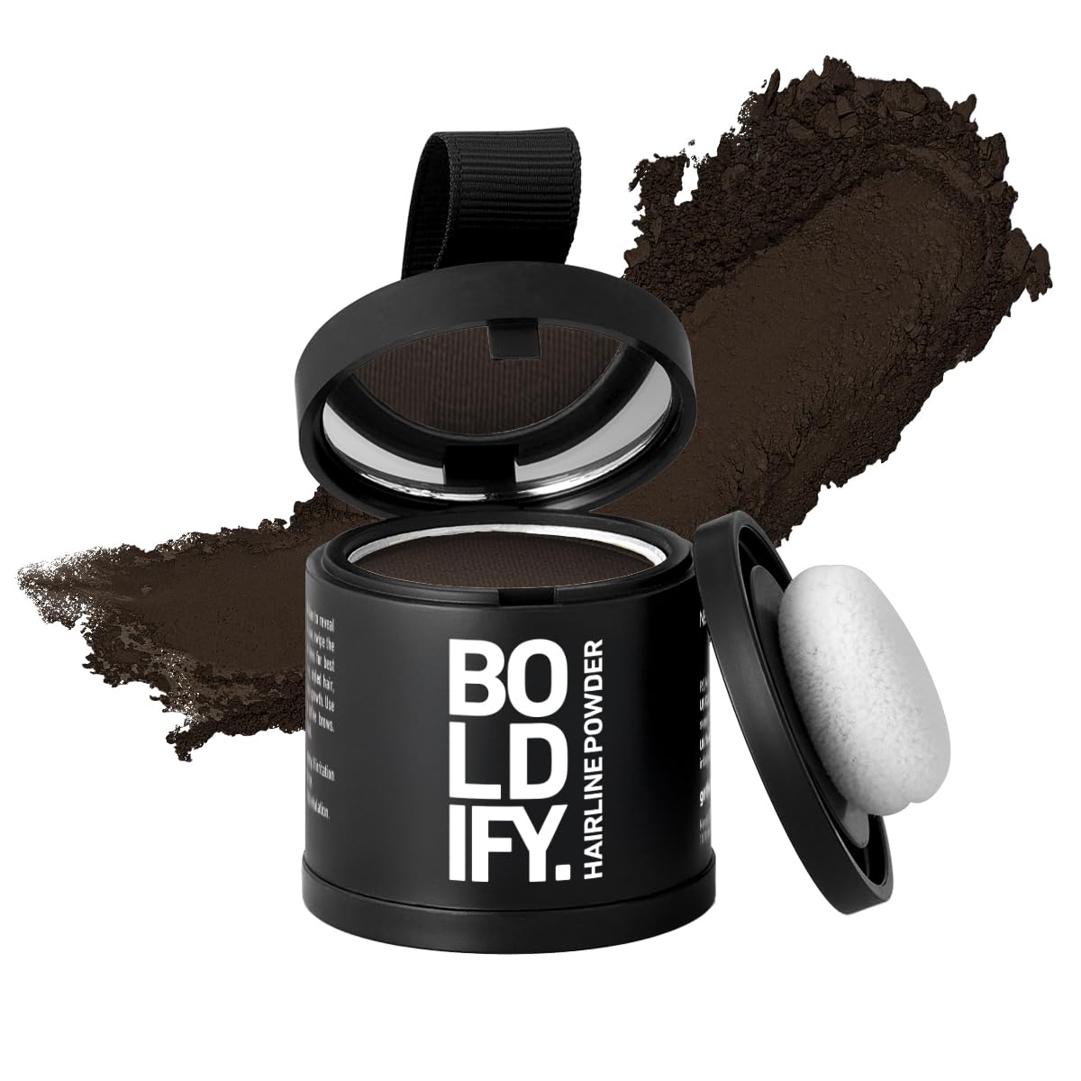 BOLDIFY Hairline Powder (LARGE, 10g) - Root Touch Up Hair Color for Gray Coverage - Bald Spot Concealing Hair Powder for Women & Men - 48-Hour Stain-Proof - Dark Brown
