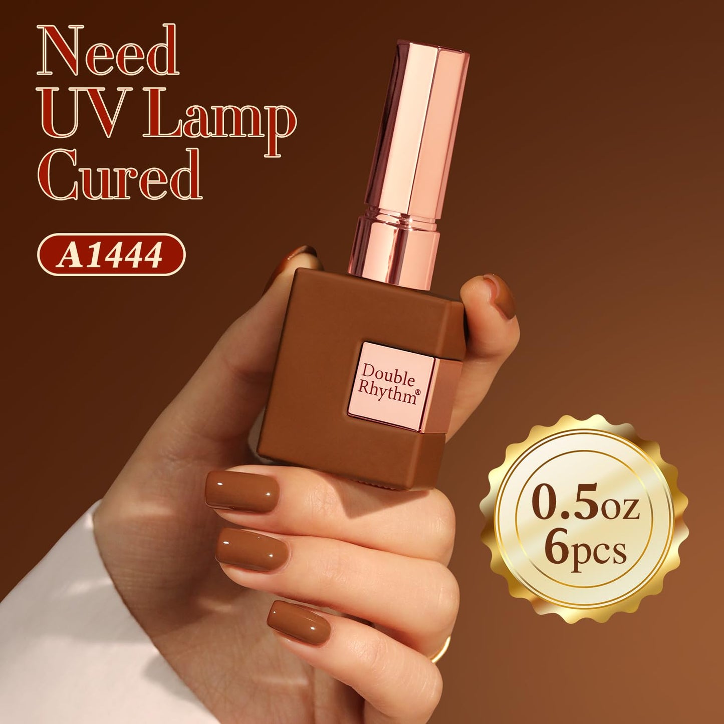 Double Rhythm 6 Pcs 15 ML Gel Polish Set Same Color Same Bottle Soak Off Gel Polish Kit Nail Art Manicure Salon DIY at Home for Women (Coffee Brown Nude Red Beige Pink-T6-5)