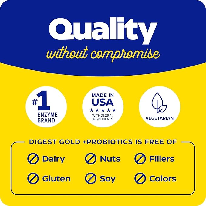Enzymedica Digest Gold + Probiotics, 2-in-1 Formula for Gut Health, Digestive Enzymes & 1.5 Billion Active Probiotic Cultures, 45 Count