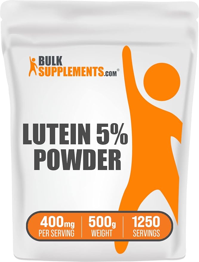 BulkSupplements.com Lutein Powder - from Marigold Flower Extract, Lutein Supplement, Lutein 20mg - Antioxidant Source, Gluten Free, 400mg per Serving, 500g (1.1 lbs) (Pack of 1)
