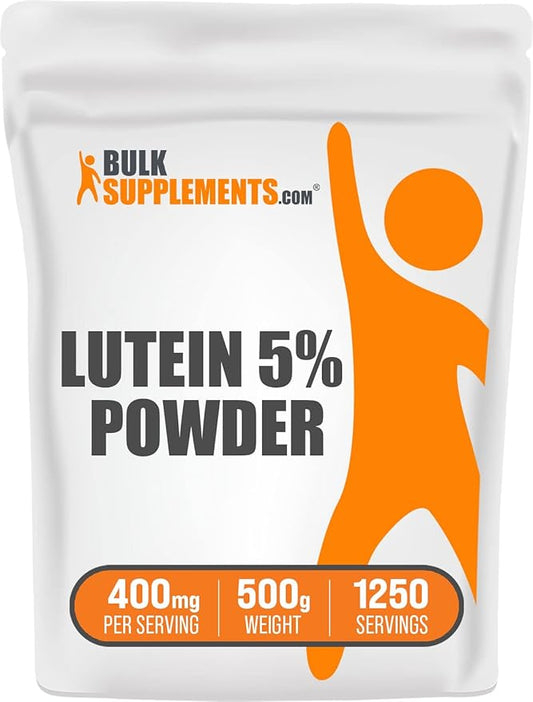 BulkSupplements.com Lutein Powder - from Marigold Flower Extract, Lutein Supplement, Lutein 20mg - Antioxidant Source, Gluten Free, 400mg per Serving, 500g (1.1 lbs) (Pack of 1)