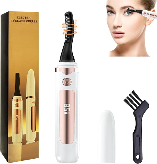 2025 Heated Eyelash Curler-USB Rechargeable Electric Eyelash Curler- Eyelash Curlers Heated 4 Temperature Modes Fast Heat Up Within 5s - 24 Hours Long Lasting- with Led Display for Women Girls (White)