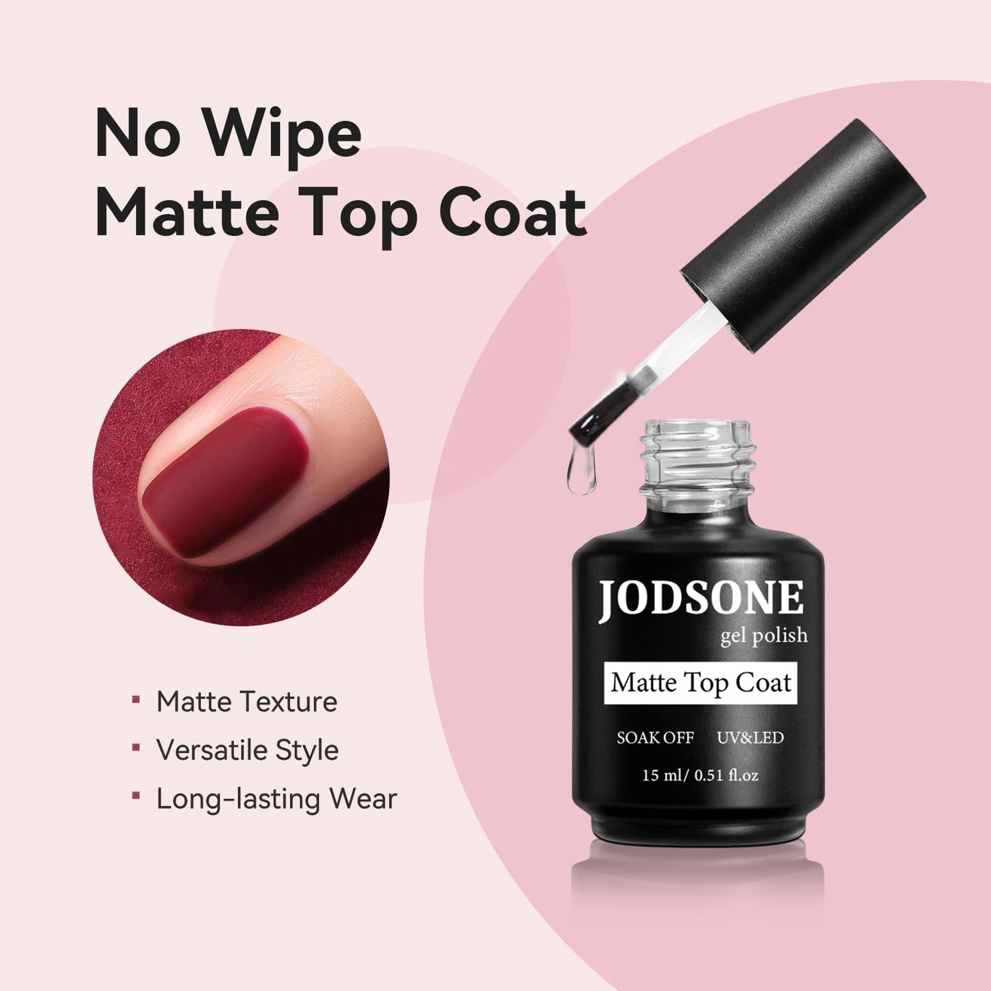 JODSONE 3 Bottles of Top Coat Matte Top Coat Base Coat Set Soak off Salon Use Home DIY Nail Gel