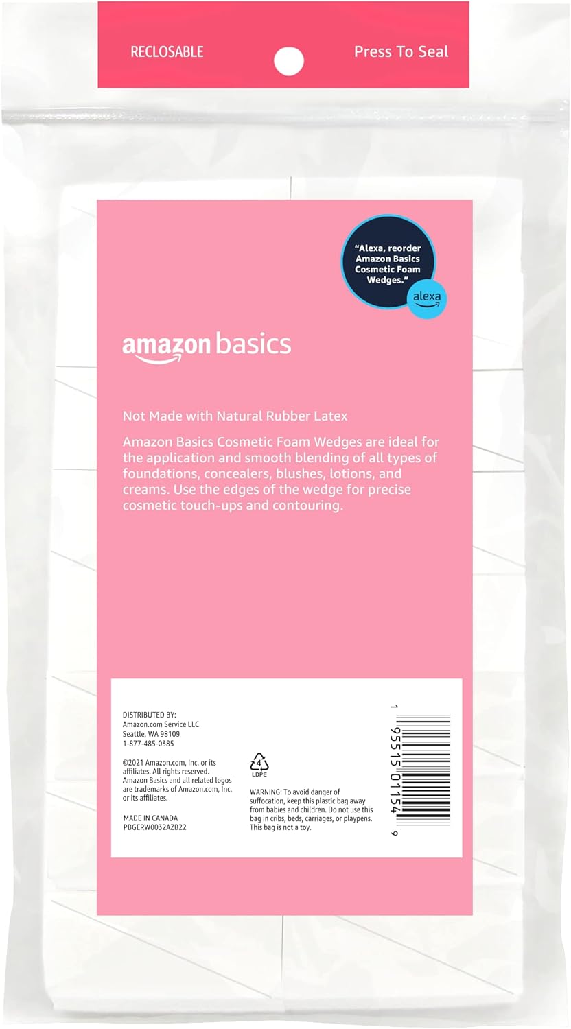 Amazon Basics Cosmetic Foam Wedges For Makeup, 32 Count