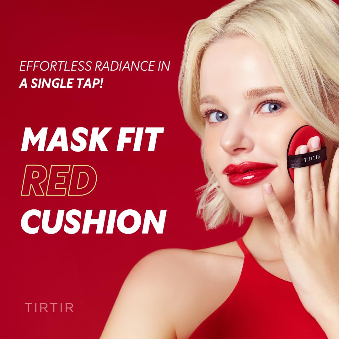 [*Mini Size*] TIRTIR Mask Fit Red Cushion Foundation | Full coverage, Weightless, Skin fit, Satin Glow Finish, Korean Makeup, beauty, Tattoo cover up, Buildable (#33N Macchiato, 0.15 Fl Oz)