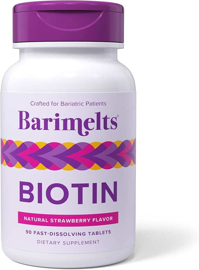 BariMelts Biotin 5000mcg - 90 Fast-Dissolving Tablets (3-Month Supply) - Sugar-Free Bariatric Vitamins for Women, Natural Strawberry Flavor