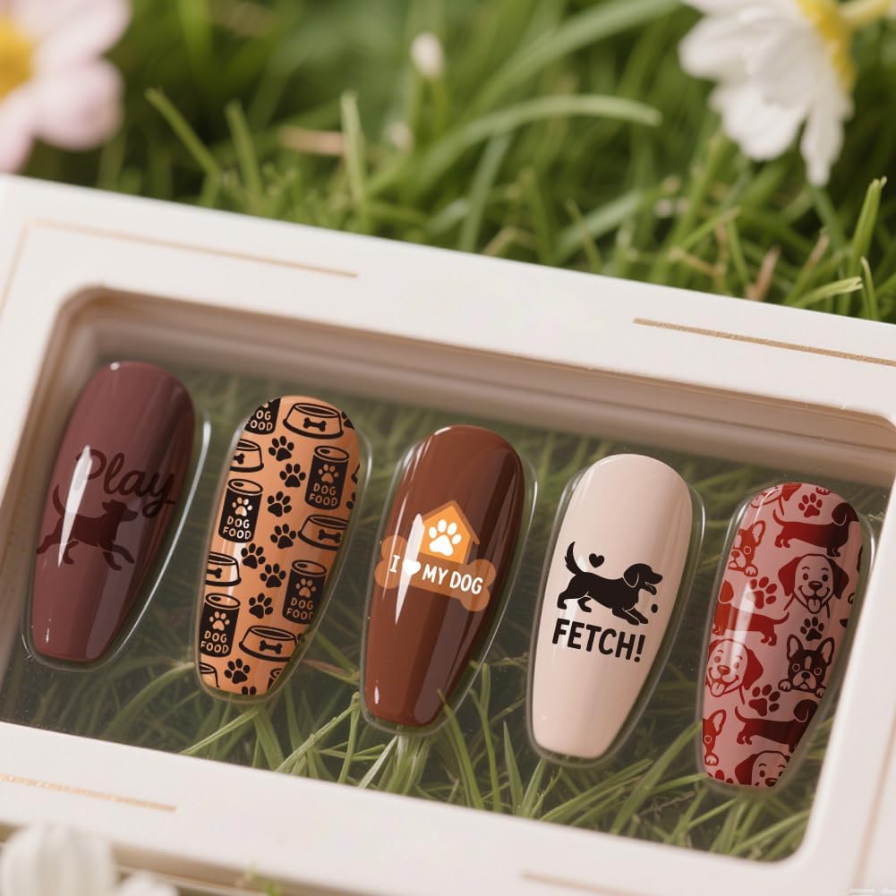 UNICRAFTALE 3Pcs Cute Dog Nail Stamp Plates Set Pets Animals Nail Stamping Plate Puppy Love Image Nail Stencils Dog Paws Design Nail Art Stamping Template with Nail Scraper for Dog Lover Manicure
