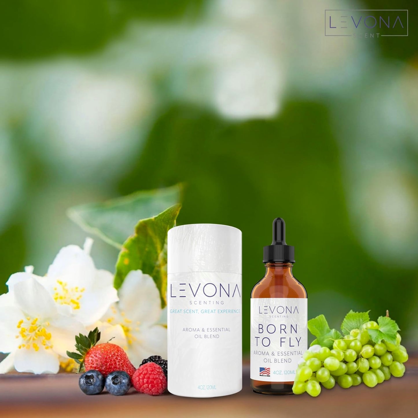 Levona Scent Essential Oils - Scents for Home, Hotel & Office Use - Perfect for Home Diffuser & Humidifiers - Aroma Fragrance Oil, Ideal for Massage, Relaxation, and Spa - Born to Fly, 120ml