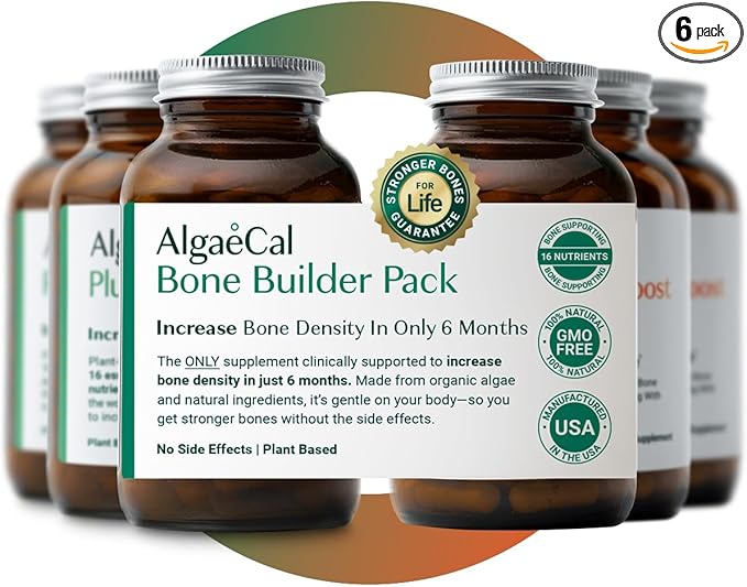 ALGAECAL Bone Builder Pack - Organic Red Algae Calcium Supplement. with 16 Essential Bone Strength Nutrients. Clinically Supported to Increase Bone Density Within 6 Months––Guaranteed! - 3 Months