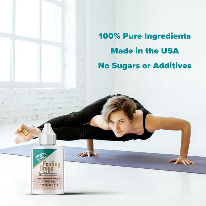 Keto Chow Fasting Drops | Sodium and Ionic Magnesium Fasting Supplement | Intermittent Fasting Mineral Supplements | Electrolyte Replenisher | On The Go Container | (24ml Pocket Flask)