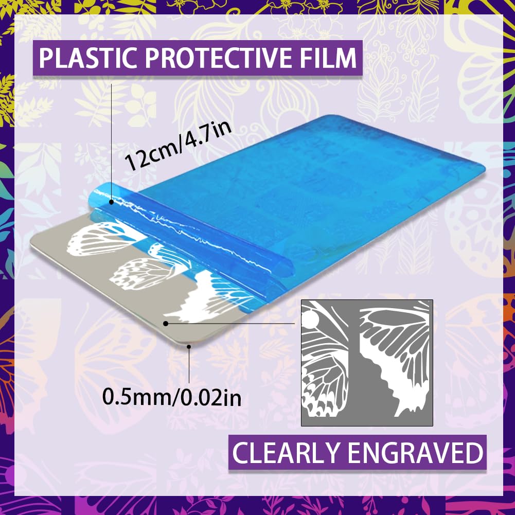 PH PandaHall 9pcs Gothic Skull Nail Stamping Plates Butterfly Nail Art Stencil Star Moon Leaf Manicure Art Templates Horror Skeleton Nails Stamper Plate for Women DIY Manicures Salon Printing Design