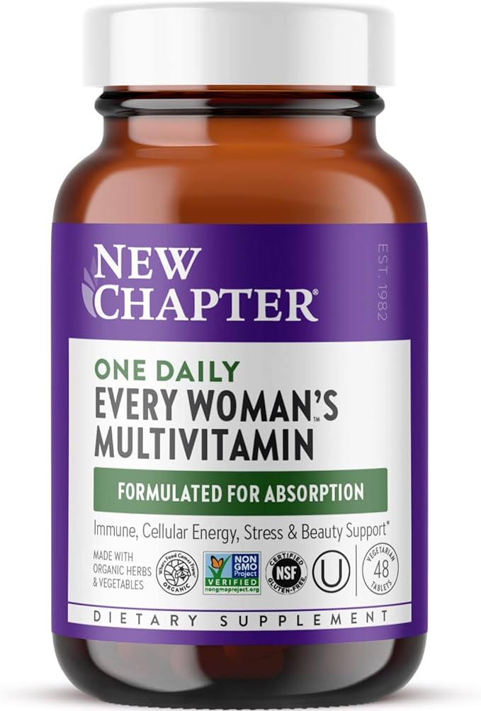 New Chapter Women's Multivitamin for Immune, Beauty + Energy Support with Fermented Nutrients - Every Woman's One Daily, Made with Organic Vegetables & Herbs, Non-GMO, Gluten Free, 48 Count
