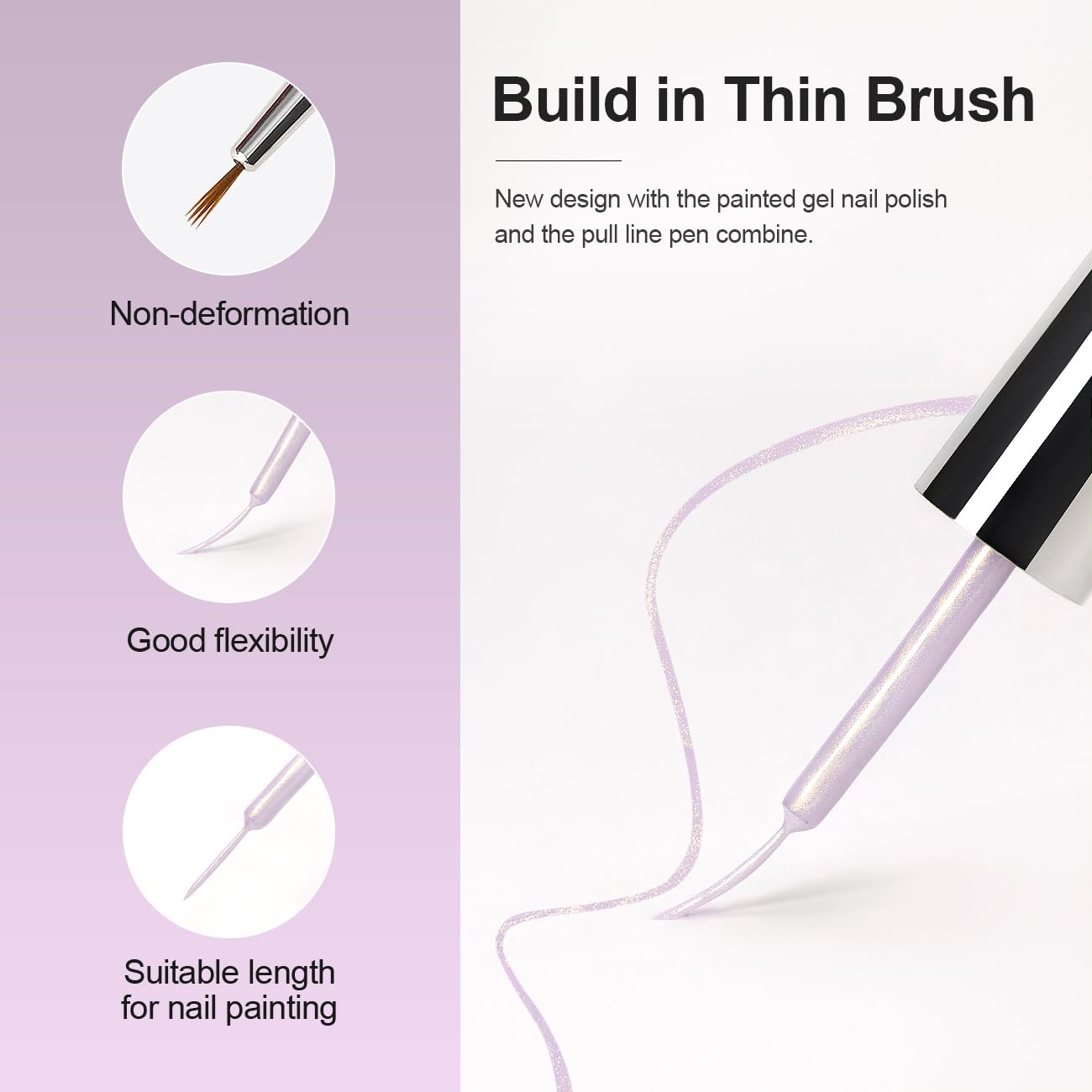 RARJSM Pearl Gold Gel Liner Nail Art Pearlescent Milky Light Purple White Golden Shell Glitter Swirl Effect Gel Nail Polish 8ml Build in Thin Brush Painted Drawing Striper Gelpolish Curing Requires