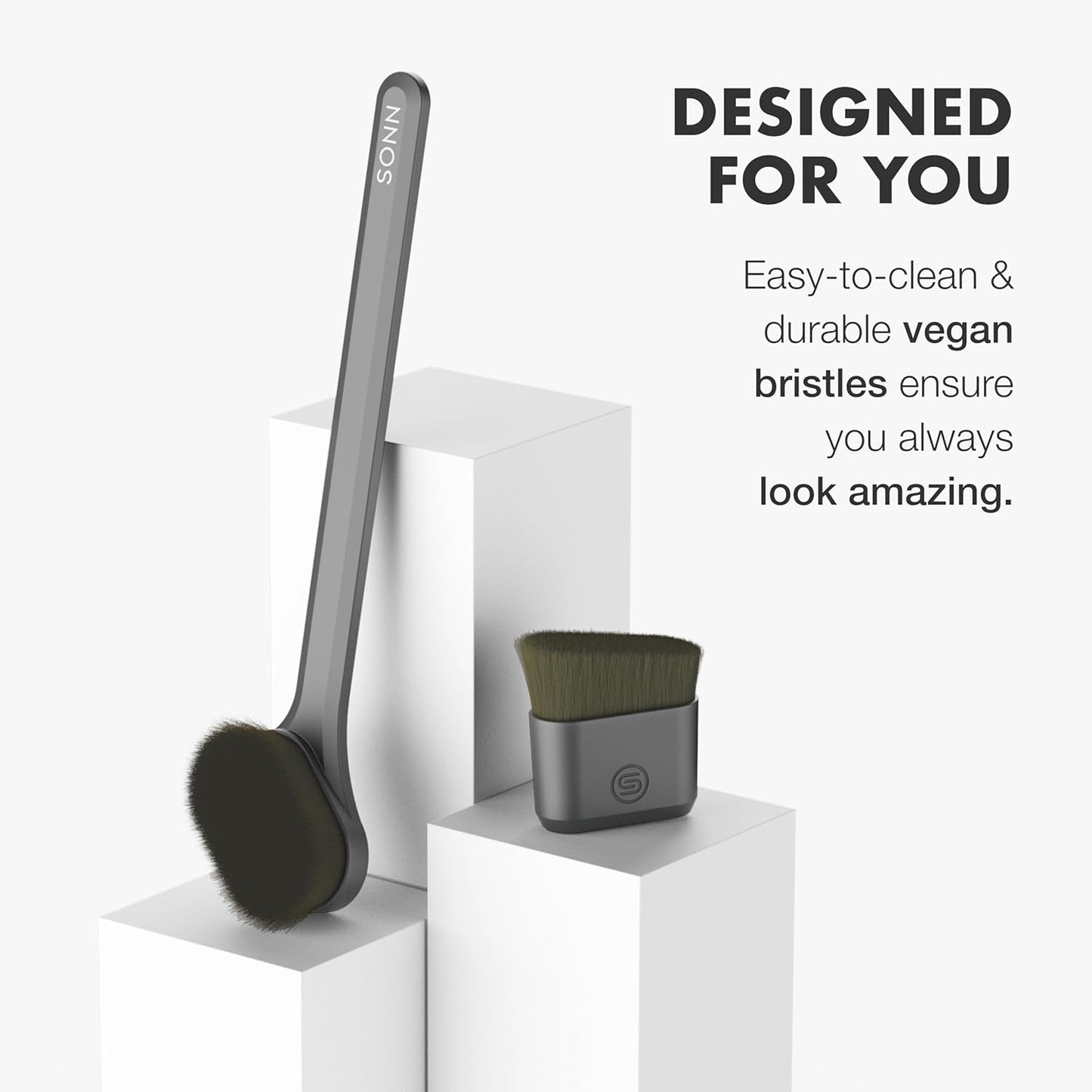 SONN Self Tanner Brushes - Body and Face Kabuki Brush Applicator for Fake Tan, Lotion, Makeup, and Sunscreen, Back Applicator for Sunless Tanner and cream (Body Brush)