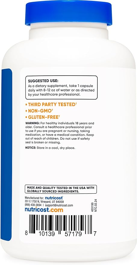 Nutricost L-Arginine L-Ornithine 750mg; 180 Capsules