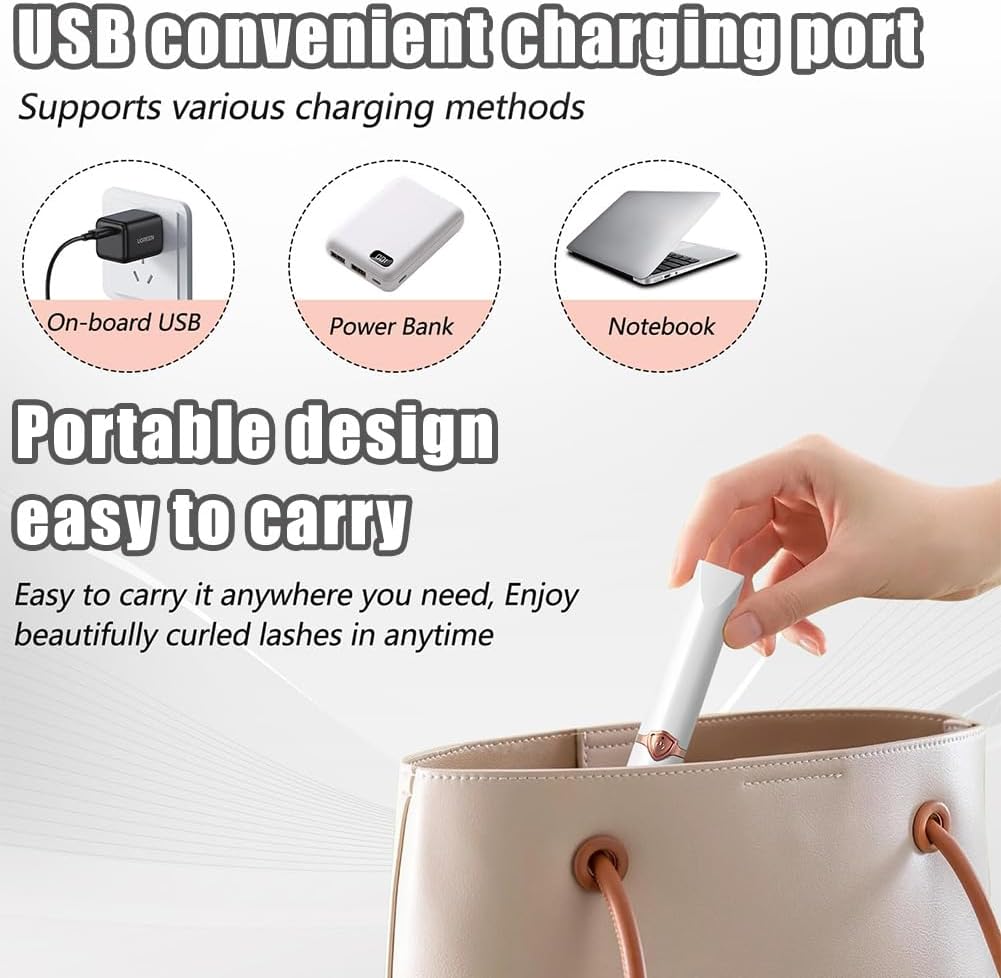 Peshoriadm Eyelash Curler, Electric Eyelash Curler Heated, 2025 New Heated Eyelash Curler with USB Charging, 3 Heat Modes and Smart Temperature Control, Natural Curling 24h Long-Lasting Curl (2Pcs-C)