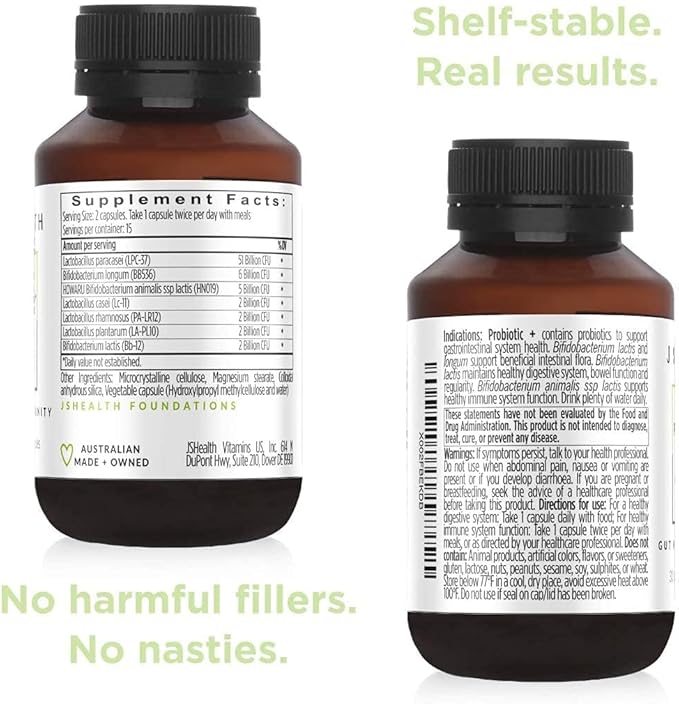 JSHealth Vitamins Gut Health and Immunity Formula | Probiotics for Women and Men | Shelf Stable Probiotic Supplement for Digestive Health and Immune Support (30)