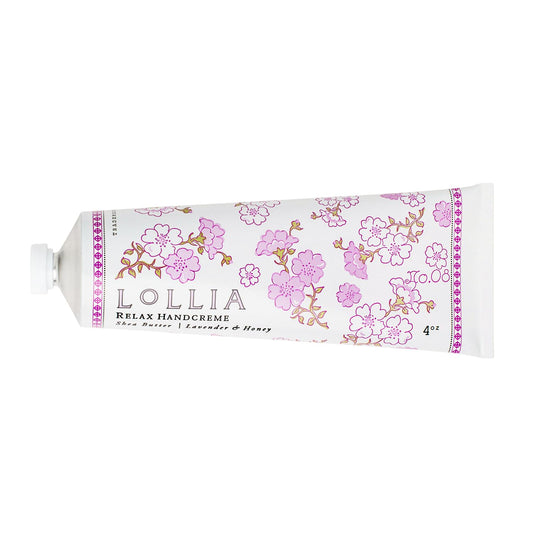 LOLLIA Relax Handcreme, 4 oz Scented Hand Cream for Women, Moisturizing Lotion for Dry Hands, Shea Butter & Cocoa Butter, Quick Absorbing Luxury Women's Skin Care