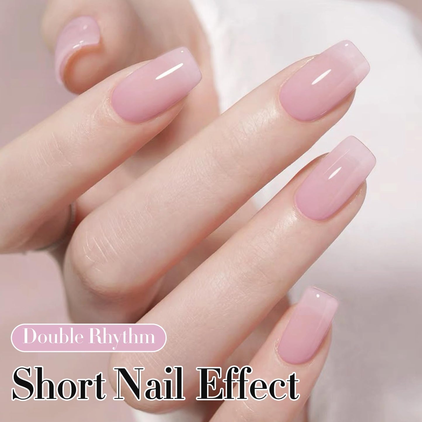 Double Rhythm Gel Polish Translucent Sheer Neutral Natural Light Milky Same Color Same Bottle 15ML Jelly Polish Art DIY at Home (Light Pink-A1381)