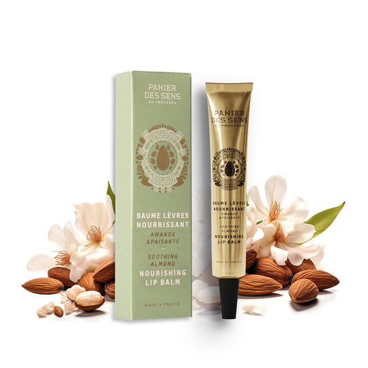 Panier des Sens - Almond Lip Balm for Women - Lip Moisturizer - Almond Extract & Almond Oil - Made in France Lip Care - 98% Natural Ingredients - Lip Balm Hydrating Nourishing for Dry Lips - 0.5 Fl oz