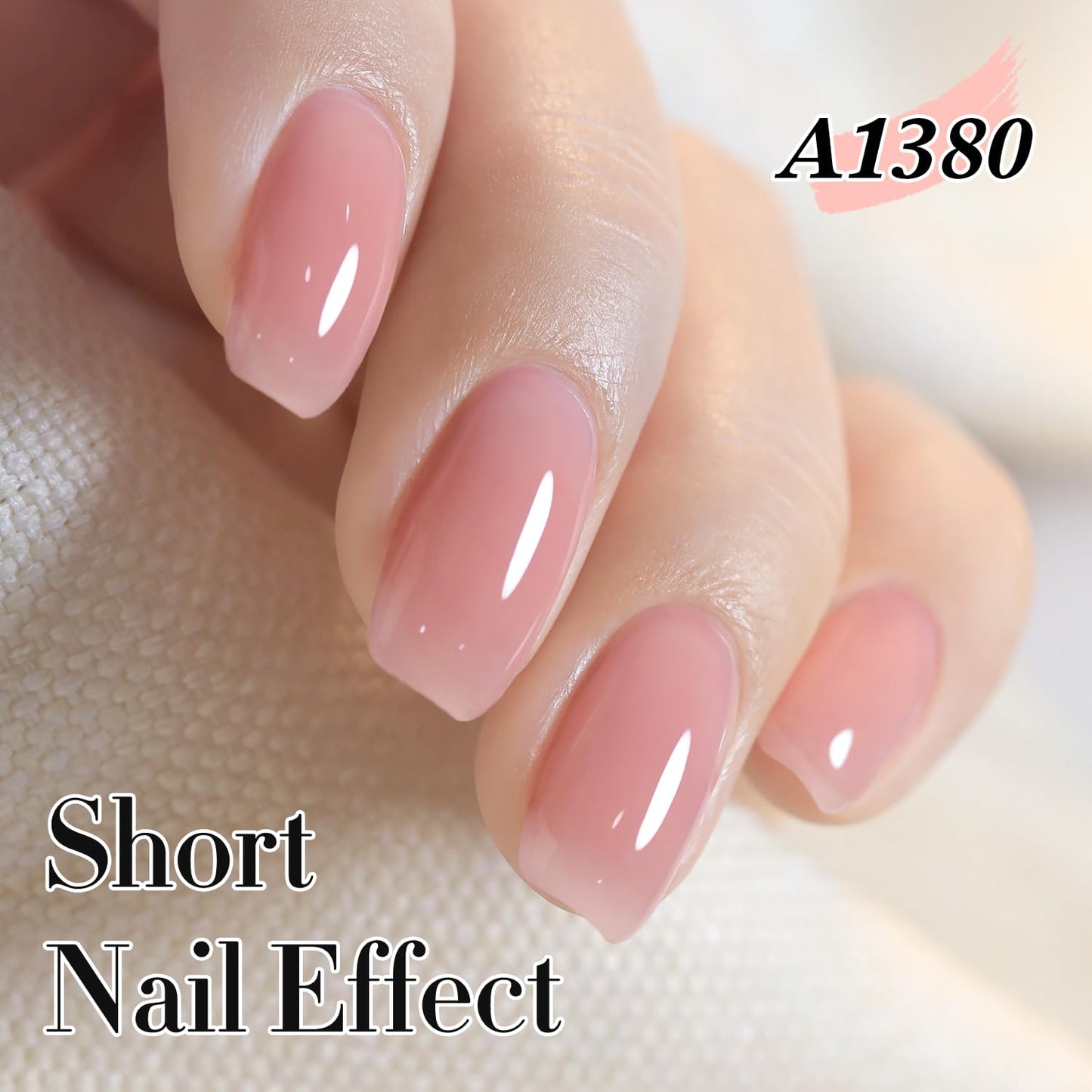 Double Rhythm 0.50 OZ Translucent Gel Polish Same Color Same Bottle Sheer Pastel Neutral Natural Milky 15 ML Jelly UV Nail Art DIY at Home (Jelly Rose Pink-A1380)