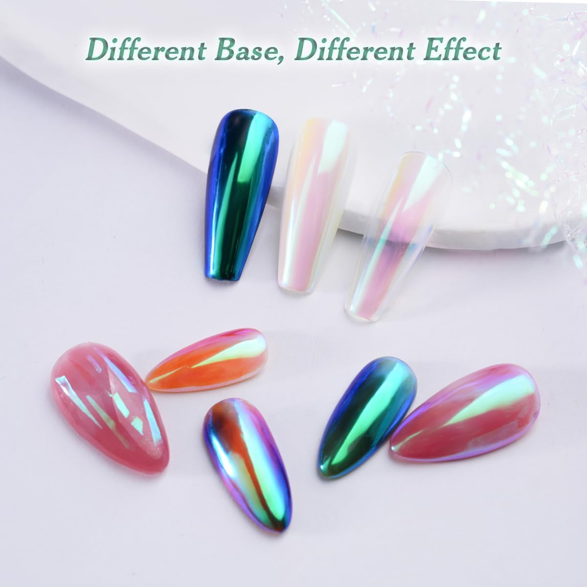 Pretty Diva Mermaid Chrome Nail Powder, Aurora Iridescent Chrome Powders for Nails Unicorn Nail Chrome Mica Powder, Nail Art Glitter Decoration for Home DIY Salon Manicure Pigment